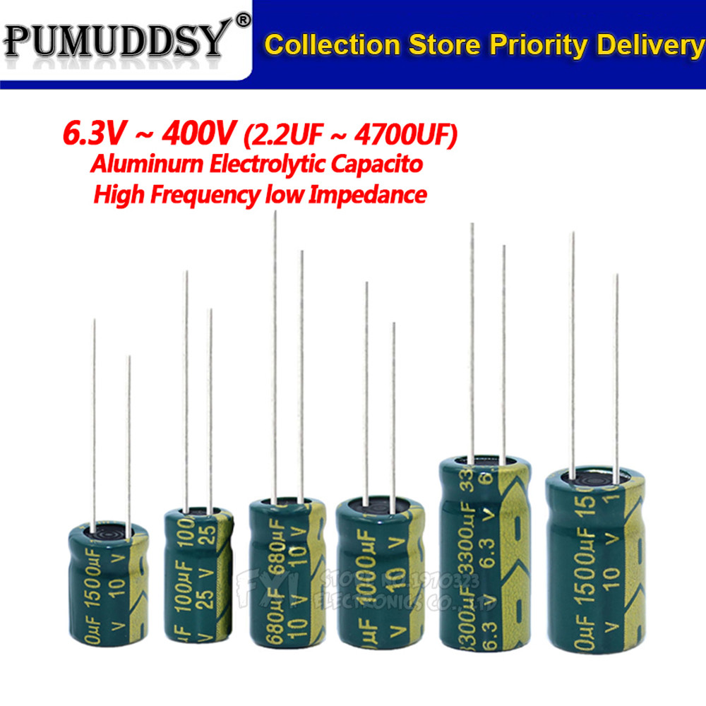 6.3V 10V 16V 25V 35V 50V Capacitor De Alumínio ESR Baixa Frequência 100UF 220UF 330UF 470UF 680UF 1000UF 1500UF 2200UF 3
