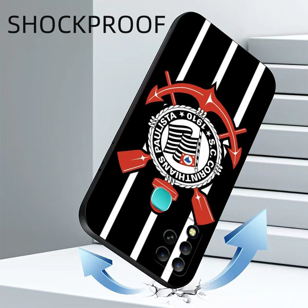 Estojo Para infinix HOT 11 G37 Silicon Phone Cover Preto tpu Crachá Do Clube De Futebol