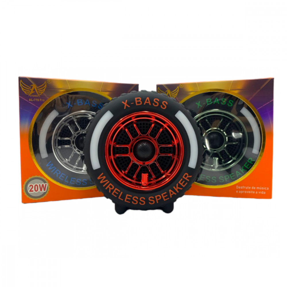 Caixa de Som Roda Pneu Carro com LED Altomex AL-779 PRO (***DISPONÍVEL SOMENTE 05 PRATA COM AZUL)