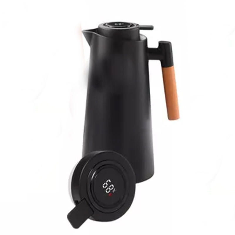Garrafa Térmica 1L Café Chá Quente Gelado com Termômetro Digital na Tampa Sensor Temperatura Preto