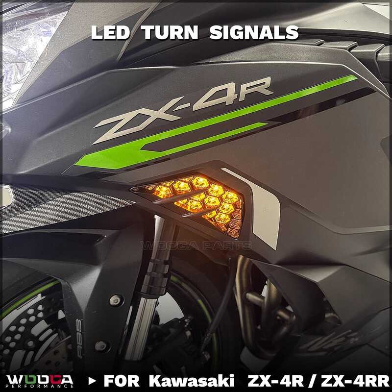 Adequado para Kawasaki ZX-4R/ZX-4RR modificado LED sinal de volta Ninja dedicado sinal de volta dianteiro favo de mel lu