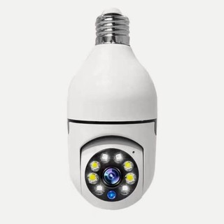Lâmpada Espiã Câmera Wi-Fi 360º Giratória com Áudio e Visão Noturna HD Segurança Inteligente