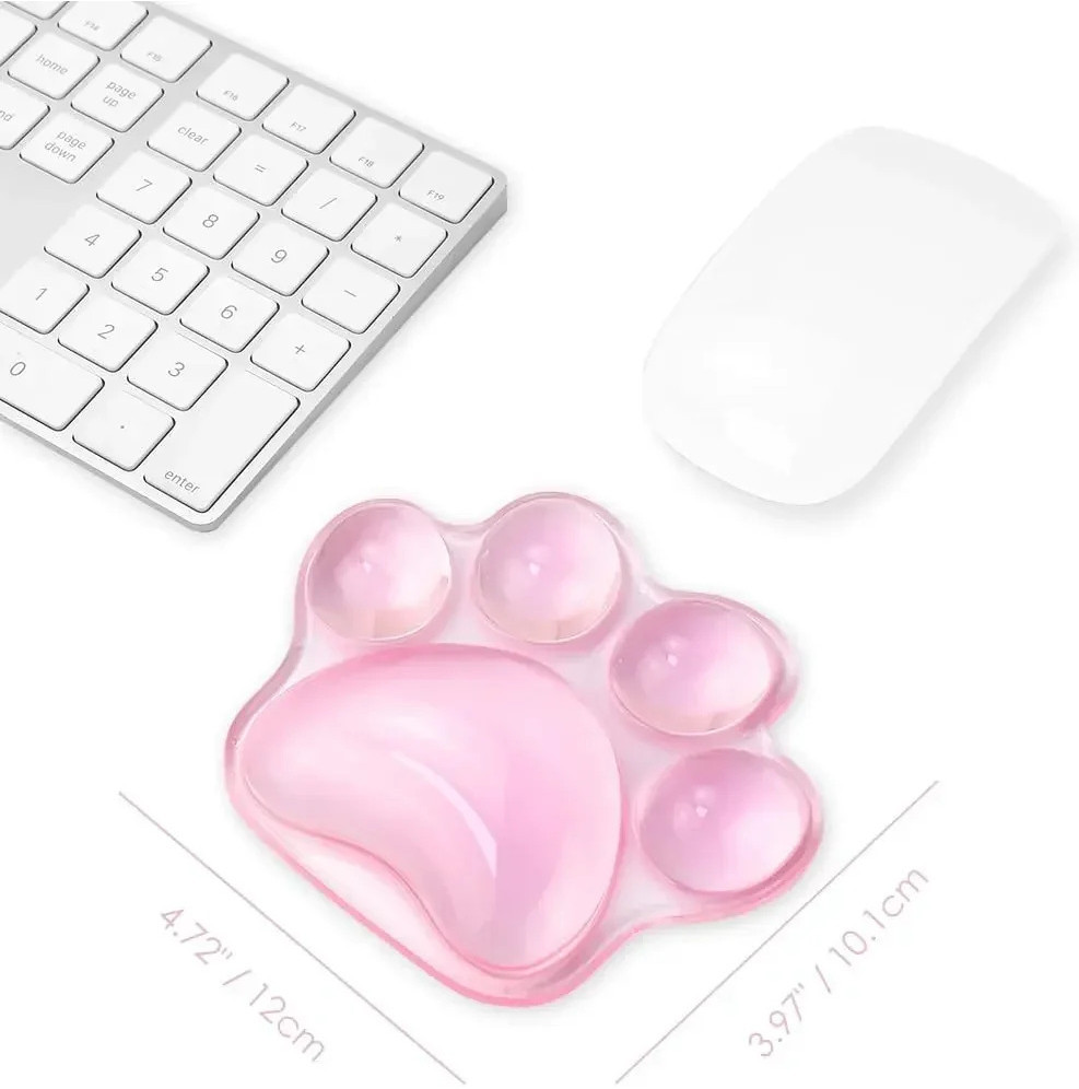Apoio de Pulso Ergonômico em Gel Transparente Formato de Patinha Fofo, para Mouse, Ideal para Escritório e Jogos - detalhe