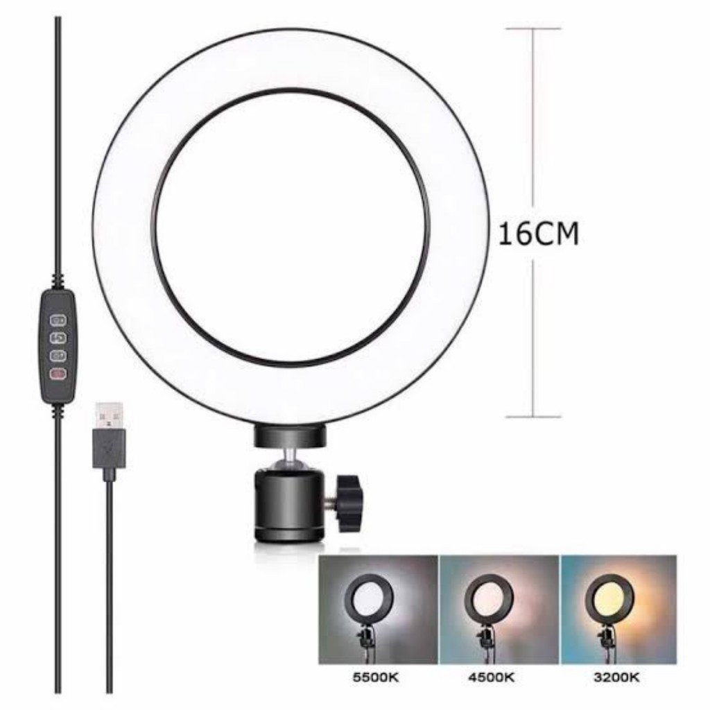 Anel de Luz Ring Light 6 LED para Maquiagem, Selfie, Vídeos com Tripé Iluminação para Selfie