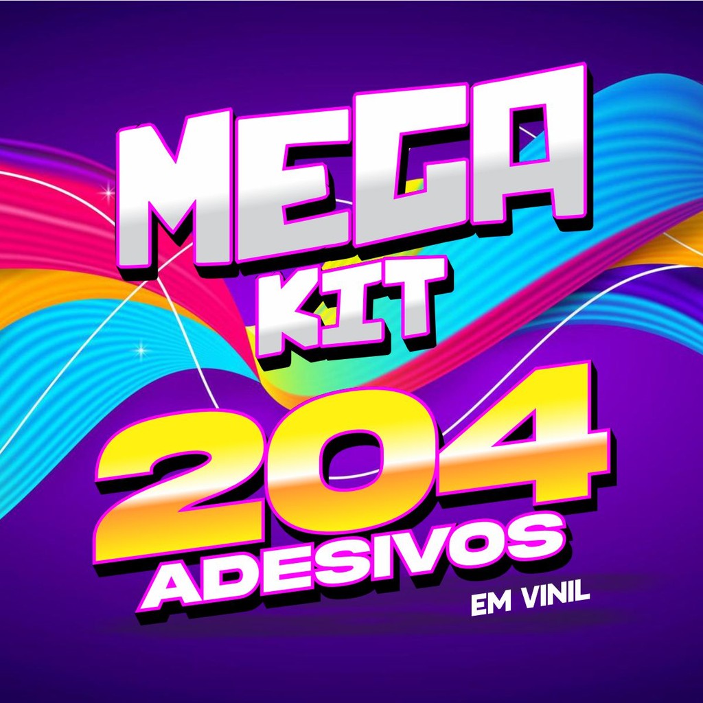 Mega Kit Cartela 204 Adesivos TOP Figurinhas em Vinil - Moto, Carro, Bike, Baú, Notebook