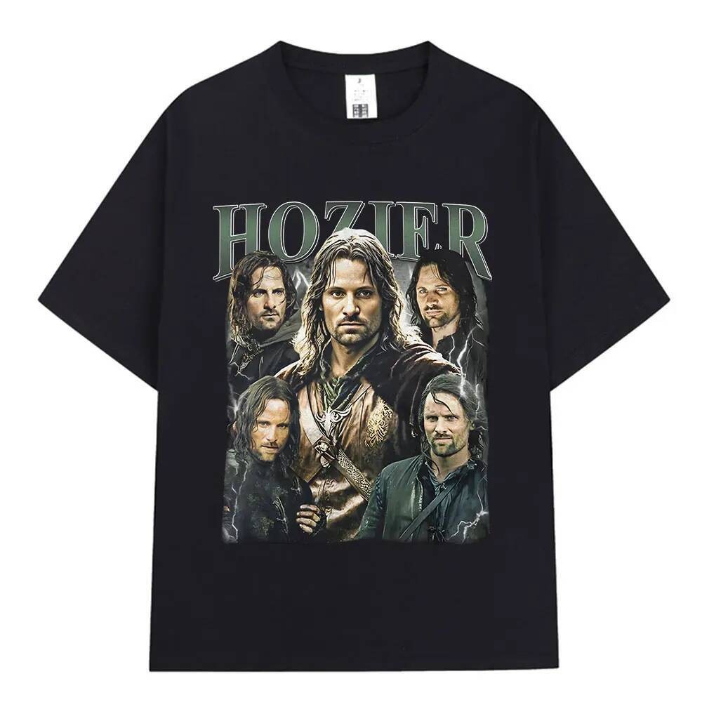 Camiseta Gráfica Hozier Engraçada Meme Aragorn para Homens e Mulheres Hip Hop Harajuku Camiseta de Manga Curta 100% Algo