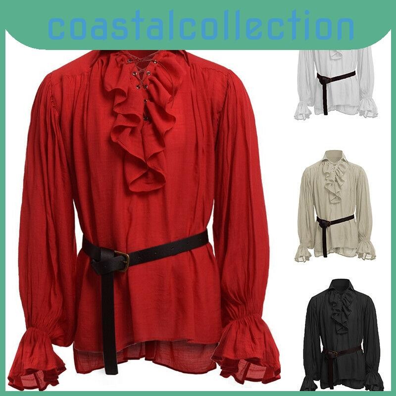 Camisa Masculina Medieval Renascentista Pirata 18th Century Duke Camiseta Manga Comprida