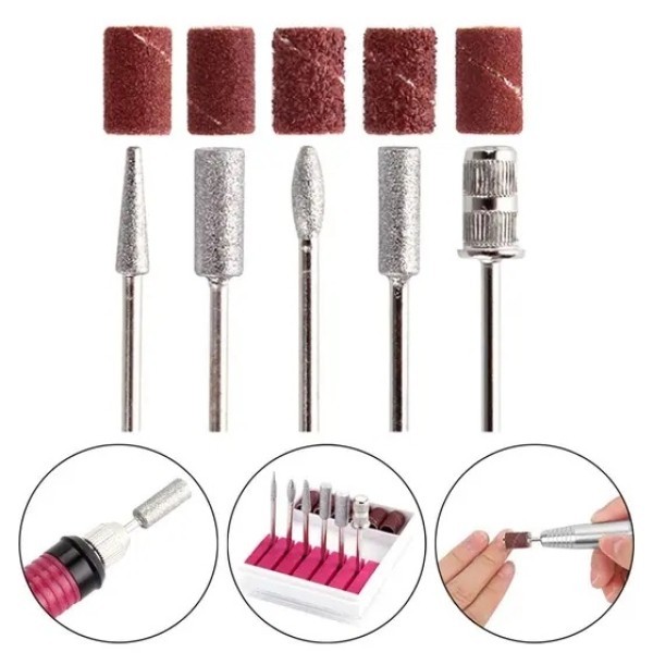 Kit 6 Brocas De Lixa Elétrica Unhas Manicure 6 Refis de Lixas Para Manicure Nail Designer