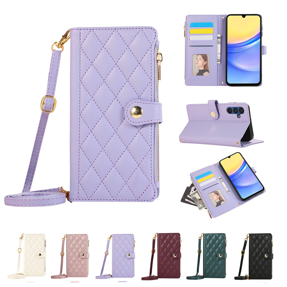 Capa De Telefone Para Samsung Galaxy A27 A57 A27 A08 A18 A07 A17 A56 A36 A26 A06 A16 A37 5G 4G Luxo Em Relevo Zíper Cart