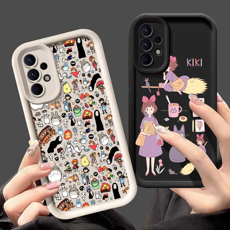 Capa Para Samsung Galaxy A55 A35 A53 A54 5G A52 A73 A32 A34 Macia A25 A21S A23 A13 A14 A15 A06 Proteção Da Câmera Caso De Telefone Estúdio Ghibli Anime Spirited Away Totoro