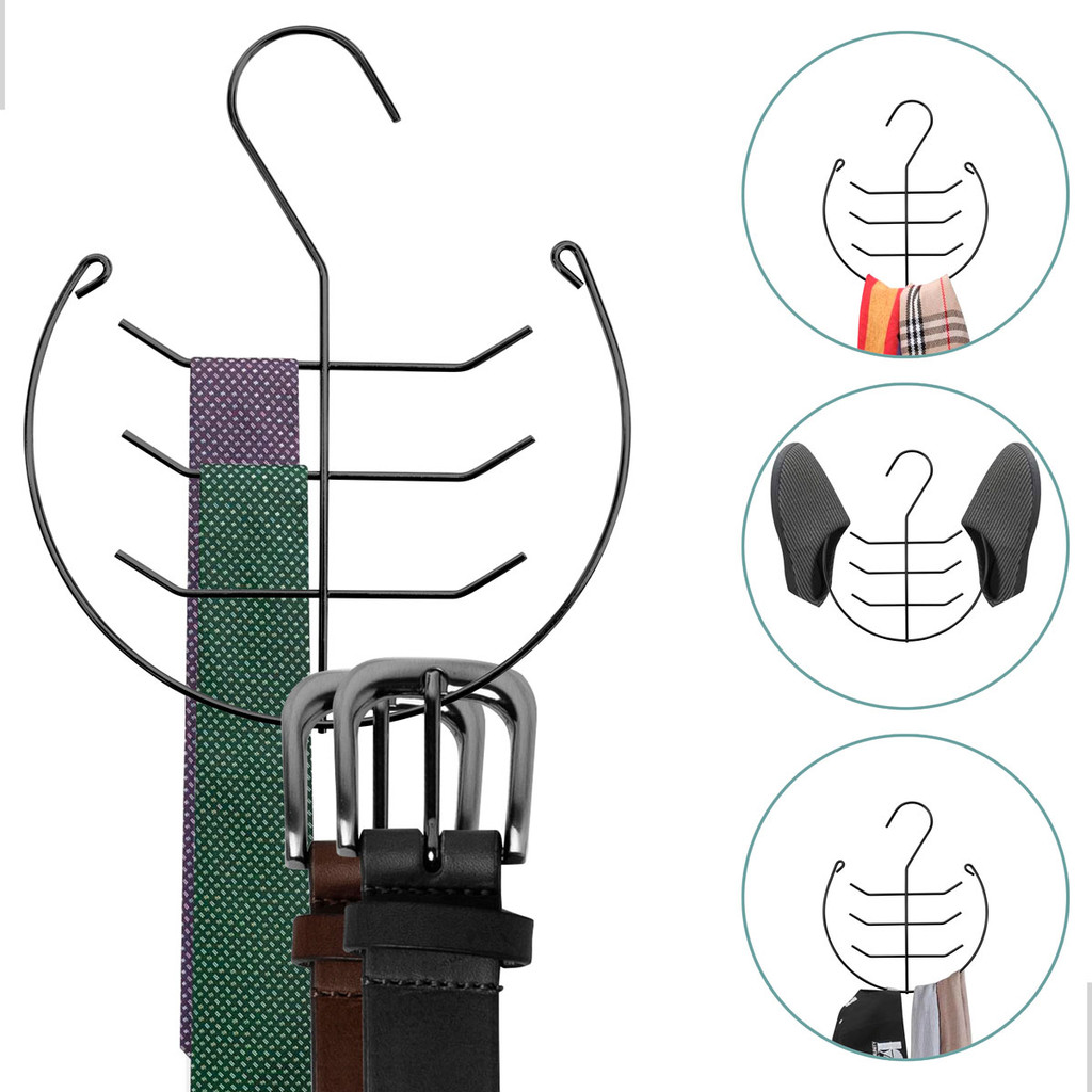 Cabide Suporte para Cinto e Gravata Preto – Organização e Estilo em Oferta na Shopee