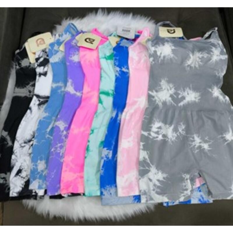 Macaquinho Tie Dye Sem Transparência Levanta Bumbum Modela Moda Academia -cod:A15