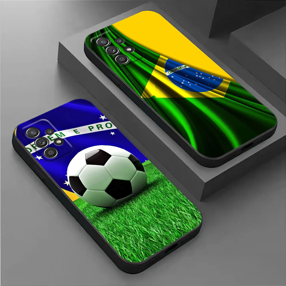 Brasil Futebol Bandeira Brasileira Invólucro Para Samsung Galaxy A56 5G A36 A55 A35 A72 A73 A14 A15 A16 A54 A53 A52 A32