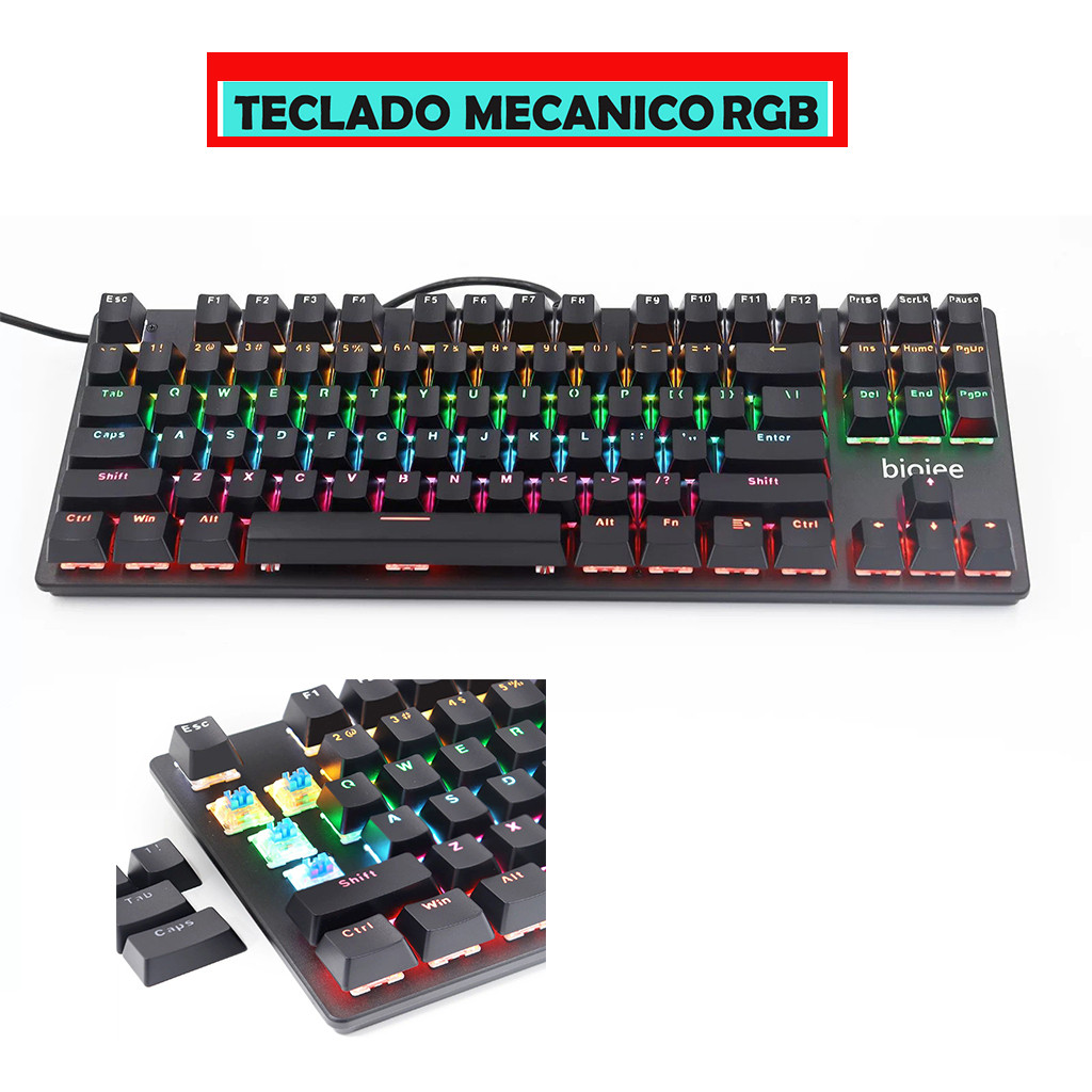 Teclado Gamer Mecânico Usb Blue Português Rgb Pc Computador 7cores ley-2080