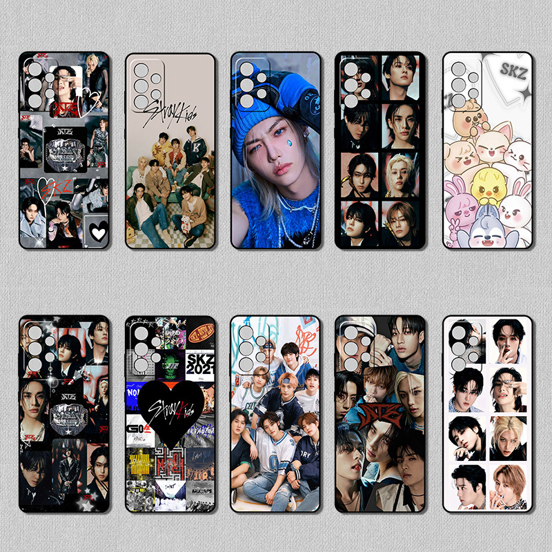 Moda Macio Preto Caso De Telefone Para Samsung Galaxy A52 A52S A23 5G A13 4G A33 A53 A72 A73 A32 Stray Kids Capa