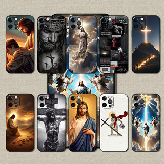 Capa De Telefone Preta Macia E Elegante Para iPhone 12 13 14 15 Pro Max Jesus