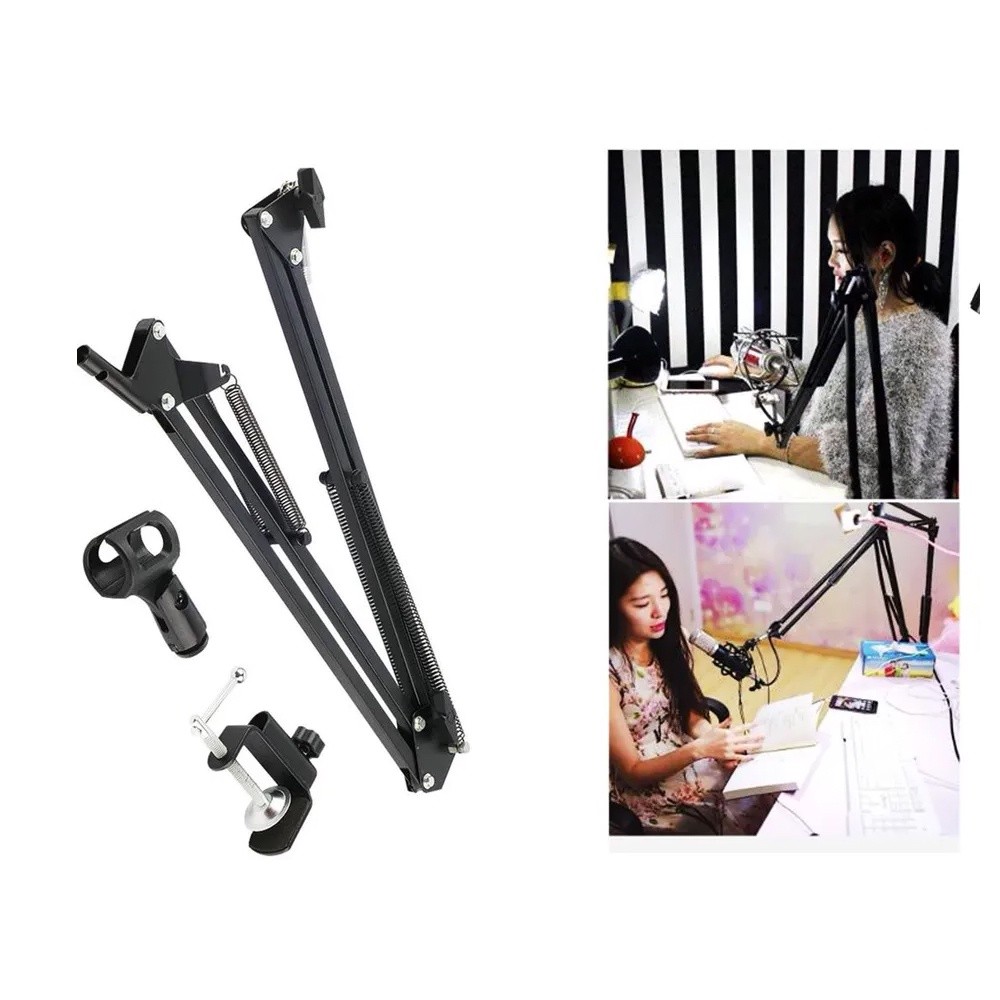 Suporte Para Microfone De Mesa Articulado Preto Podcast
