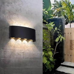 Arandela LED Meia Lua de Parede Luminária Fachos 4w 6w 8w Preta Branco Quente Bivolt