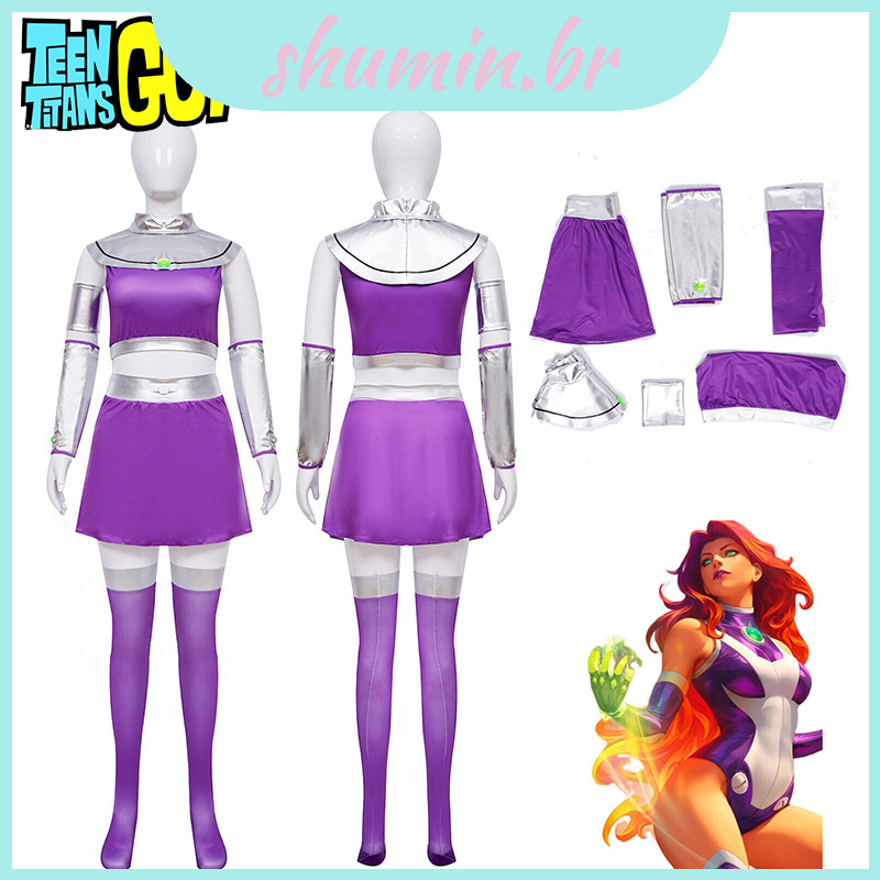 Teen Titans Starfire Cosplay Peruca Adultos Super-Herói Halloween Masquerade
