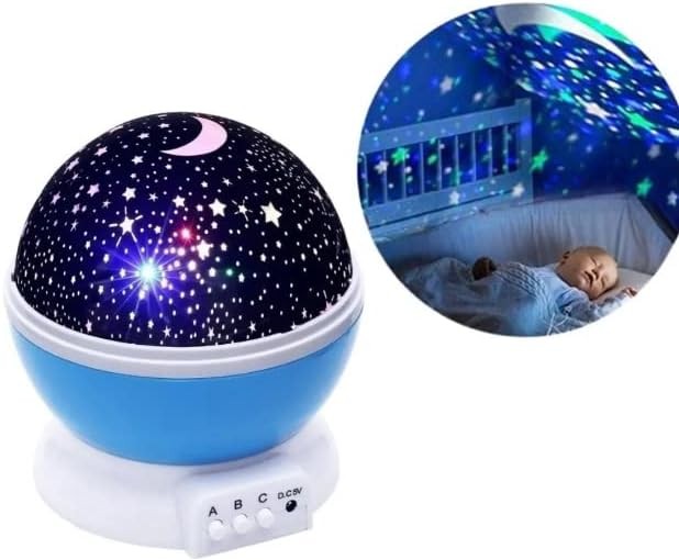 Luminária Abajur Projetor De Estrelas E Planetas Giratório Cor Azul Abajour Rotativo Globo Gira Led 360 Graus Galaxy Star Master Para Quarto Casa Sala