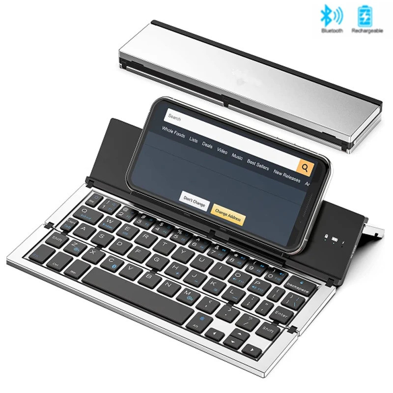 Jomaa Teclado Bluetooth Dobrável Sem Fio Recarregável Com Tamanho De Bolso Para