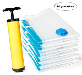 Kit 10 Sacos de Armazenamento a Vácuo (60x50cm) + Bomba para retirar o ar!!!!!!