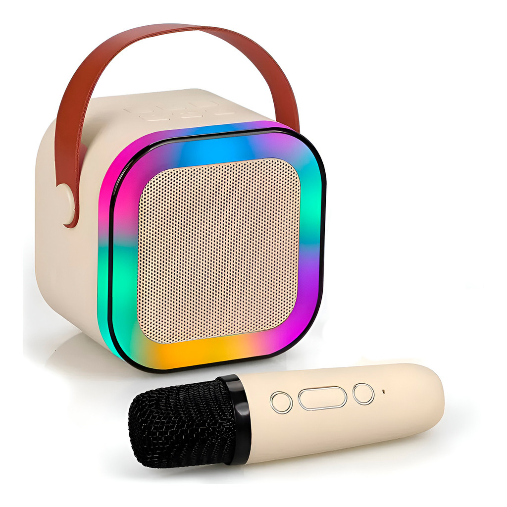 Kit Karaokê Bluetooth 5.0 Caixa de Som RGB + Microfone S Fio