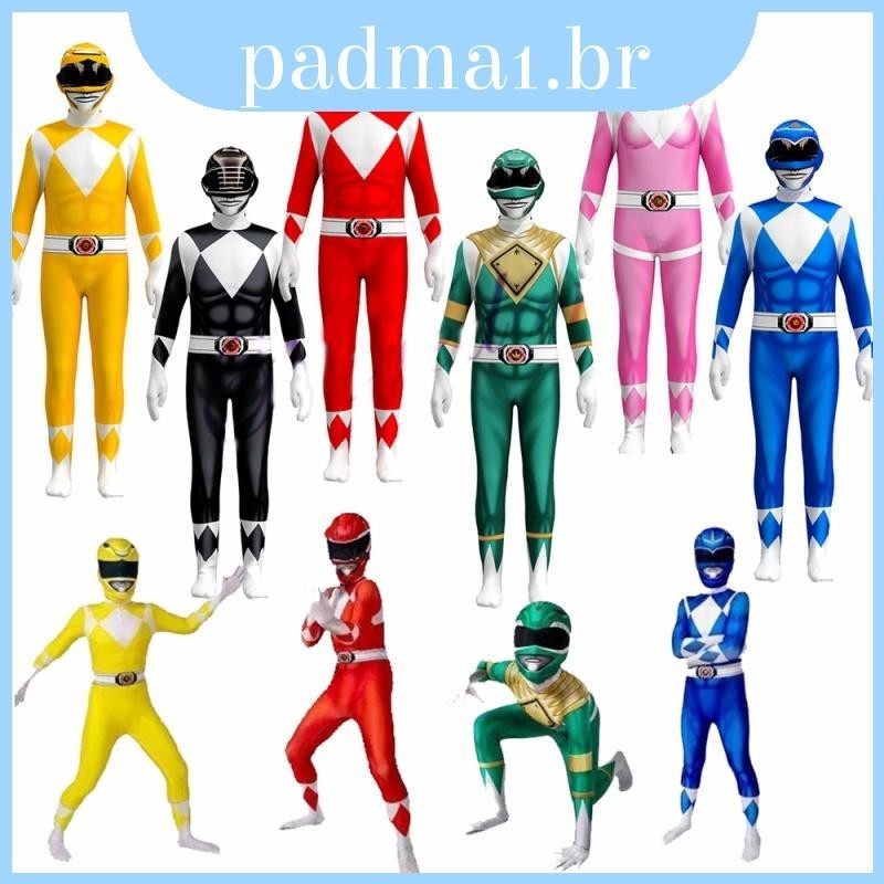 O Mais Novo Filme Power Rangers Costume Kids Adult Cosplay Fancy Dress Party Jumpsuit Superhero 110-180