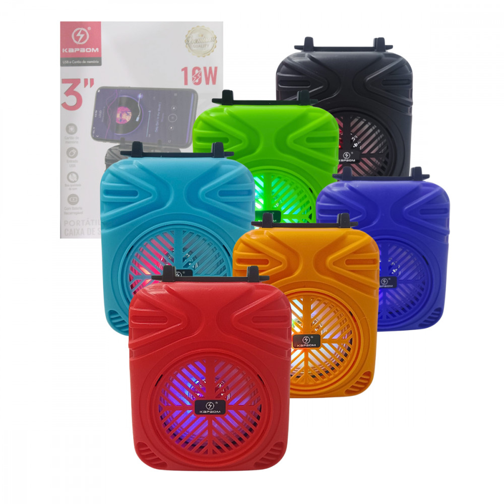 Caixa de Som Bluetooth RGB 10W + Suporte Kapbom KA-9111