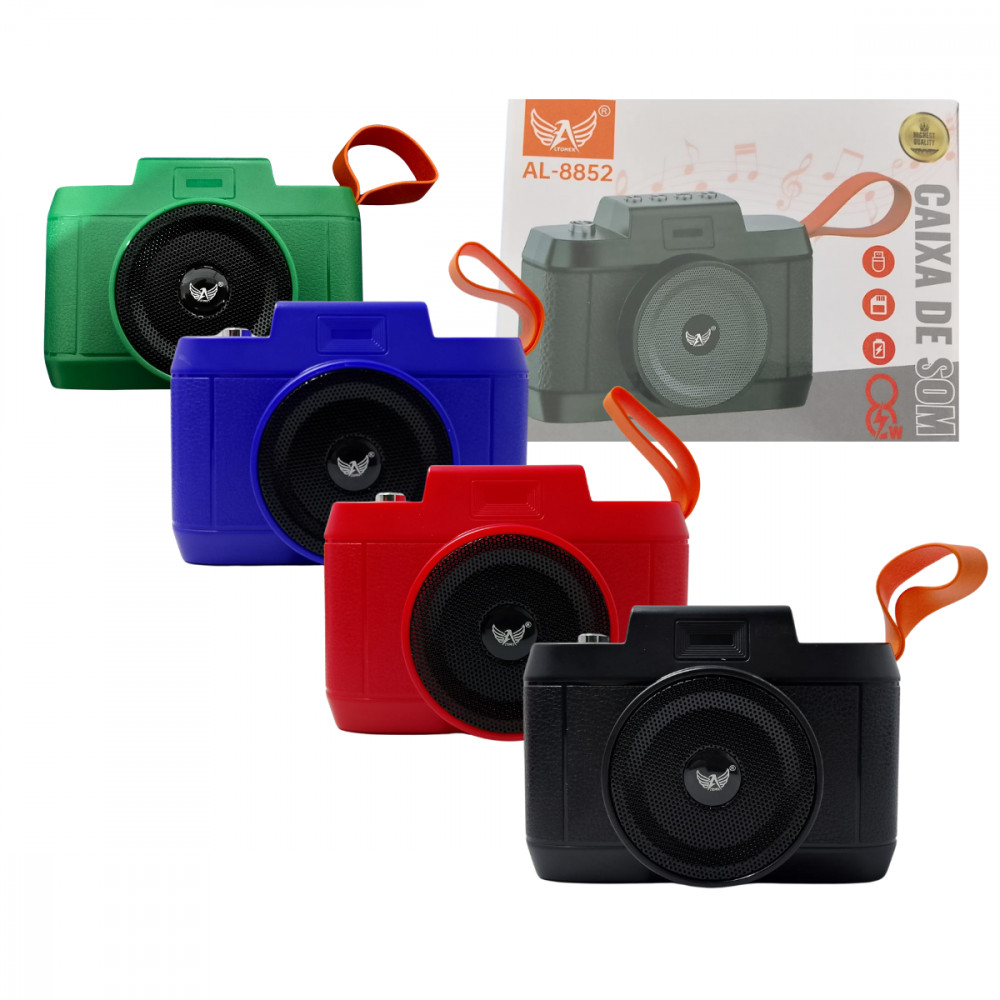 Caixa de Som Bluetooth Formato Câmera Fotográfica 8W AL-8852