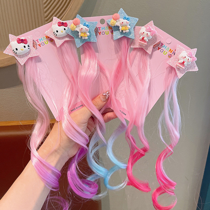 2 Pçs Nova Bonito Princesa KT Gato Peruca Meninas Grampos De Cabelo Crianças Acessórios Para O