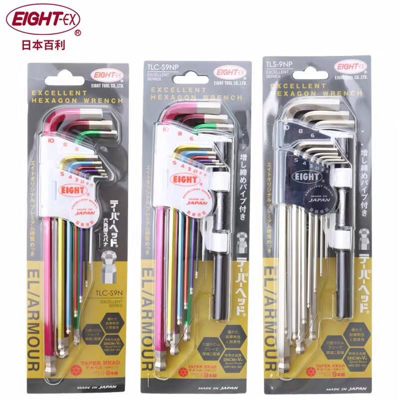 Importado Japão OITO E OITO Cores Conjunto de Chave Allen Extra Longa Colher Hexágono TLC-S7 TLC-