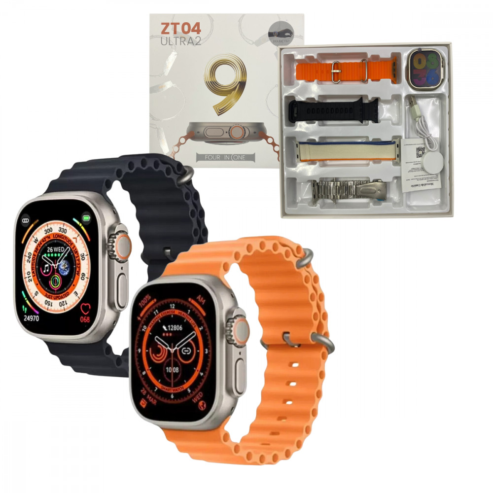 Smartwatch ZT04 ULTRA 2: 49mm + 4 Pulseiras Estilosas