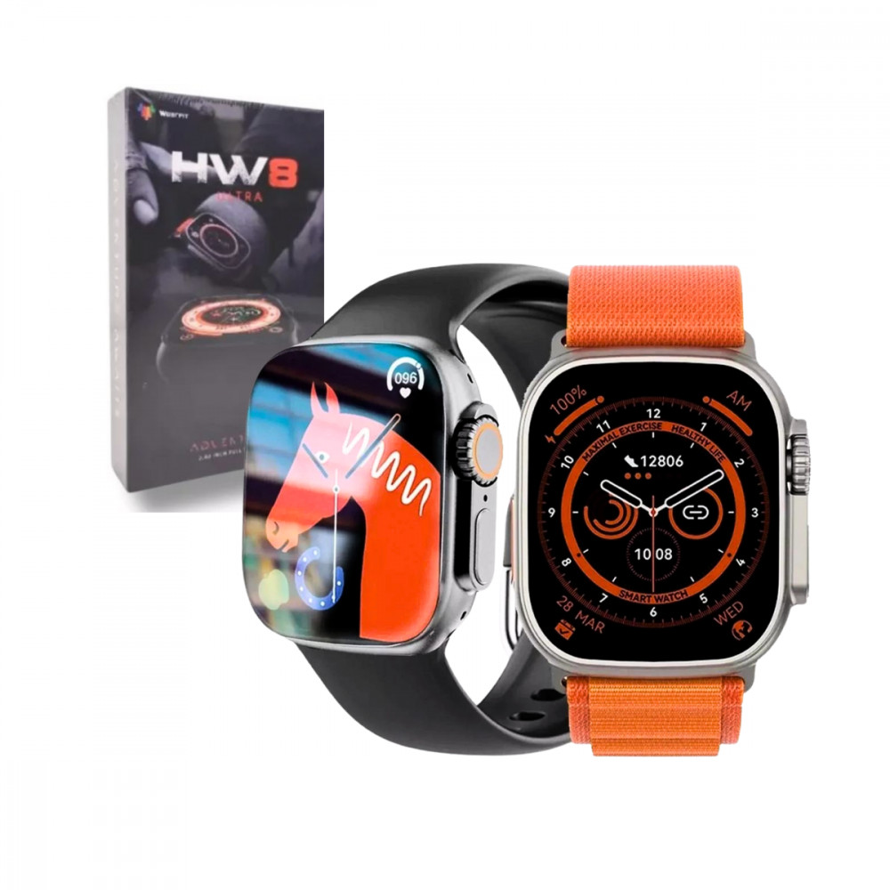 Relógio Inteligente Smartwatch 45mm com 02 Pulseiras Hw8 Ultra (***DISPONÍVEL SOMENTE NA COR PRETO)