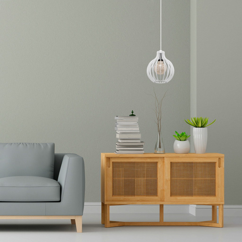 Lustre Pendente Balli Canopla Redonda Branco PVC