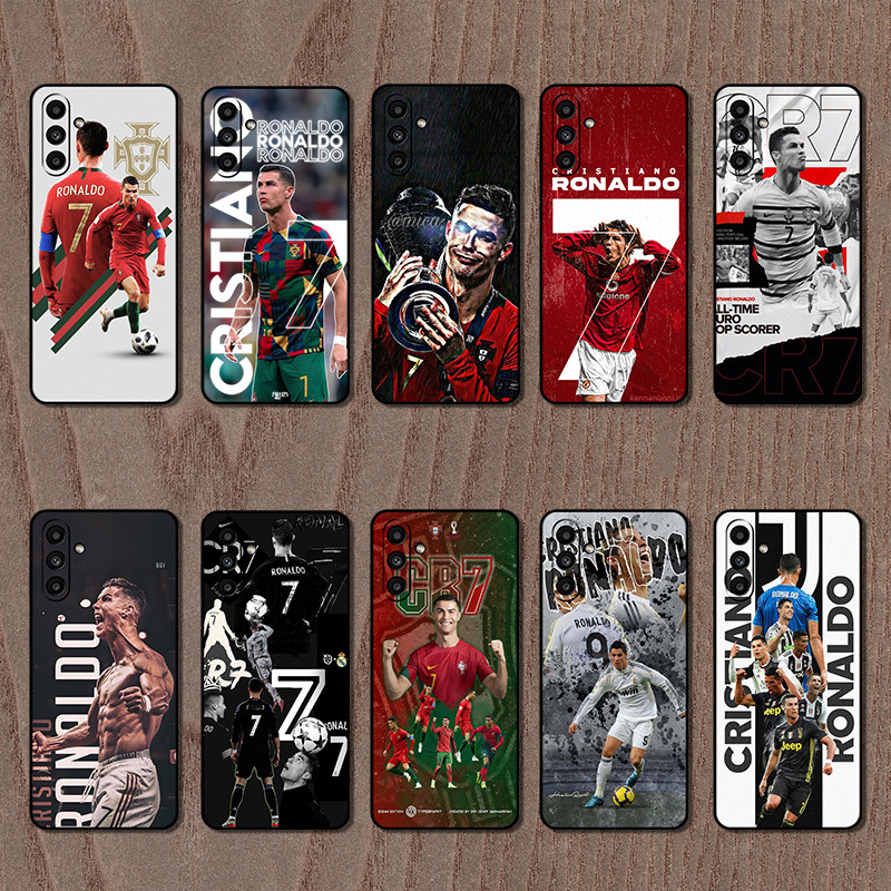 Capa De Telefone TPU Preta Macia Para Samsung Galaxy A04S A05S A24 A34 A54 A14 A15 A13 cr7 cristiano ronaldo design Caso