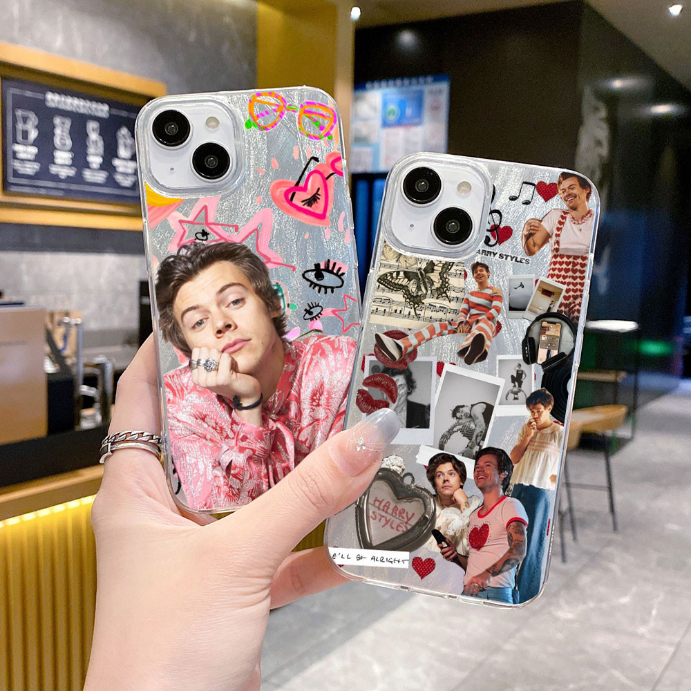 Cantor Harry Styles Poster Big Hole Pai Padrão Blinged Laser Capa De Telefone Celular Para Apple iPhone 16 15 14 13 Pro