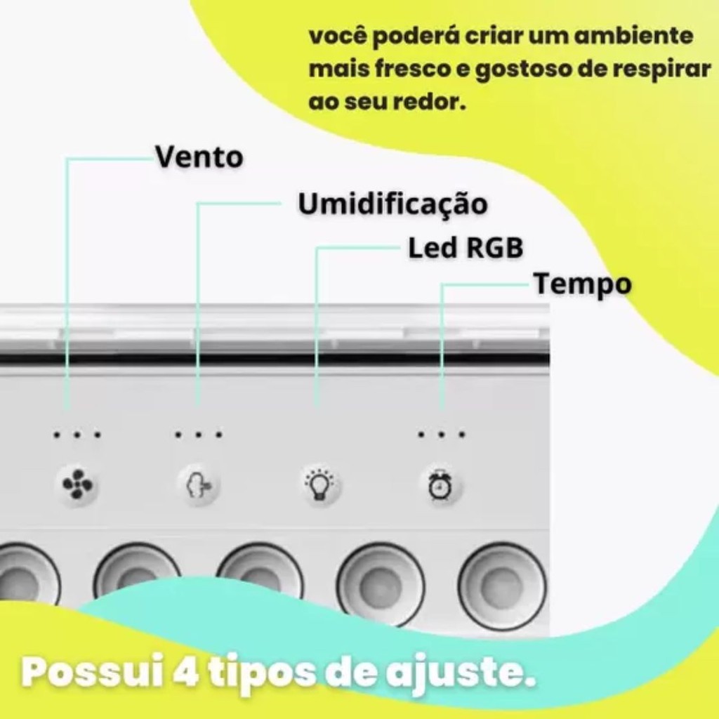 Mini Ar Condicionado Portátil com Ventilador, Refrigeração, Umidificador e Climatizador USB