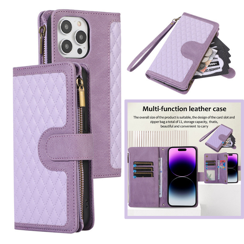 Capa Flip Com Zíper Para Samsung Galaxy A08 A07 A06 A18 A17 A16 A15 A14 A27 A57 A37 A56 A36 A26 A54 A55 Porta-Cartões Fe