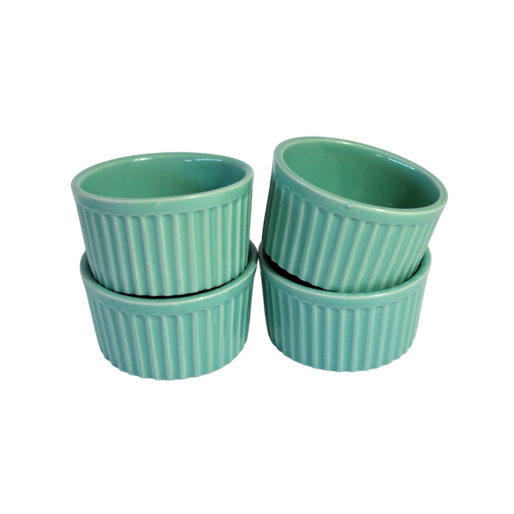 Kit com 4 Ramekins de Porcelana Verde Tifanny 210ml