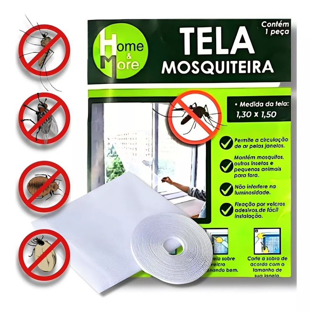 Tela Mosquiteira com Velcro - Ideal para Janelas, Fácil Instalação e Limpeza