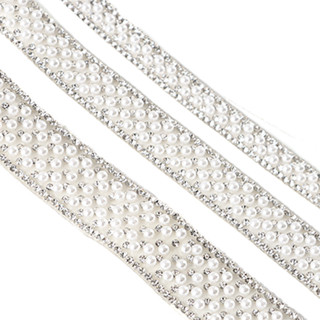 (91cm/Pacote) 1cm/1.5cm/2cm Pérola Strass Renda Autoadesiva Fita De Diamante Vestido De Casamento Roupas Decoração De Ca em Oferta na Shopee