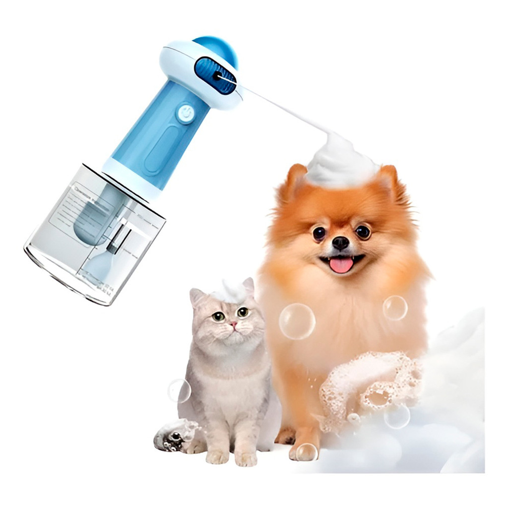 Dispenser Shampoo Espuma Banho Automático USB Cães Azul