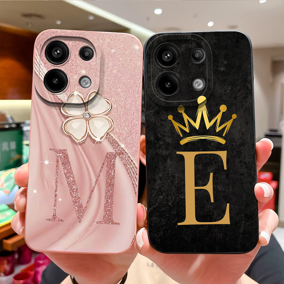 Para Redmi Nota 13 Pro 4G 5G Caso De Telefone À Prova De Choque Luxo Moda Preto Coroa Letras Silicone Capa Traseira Note em Oferta na Shopee
