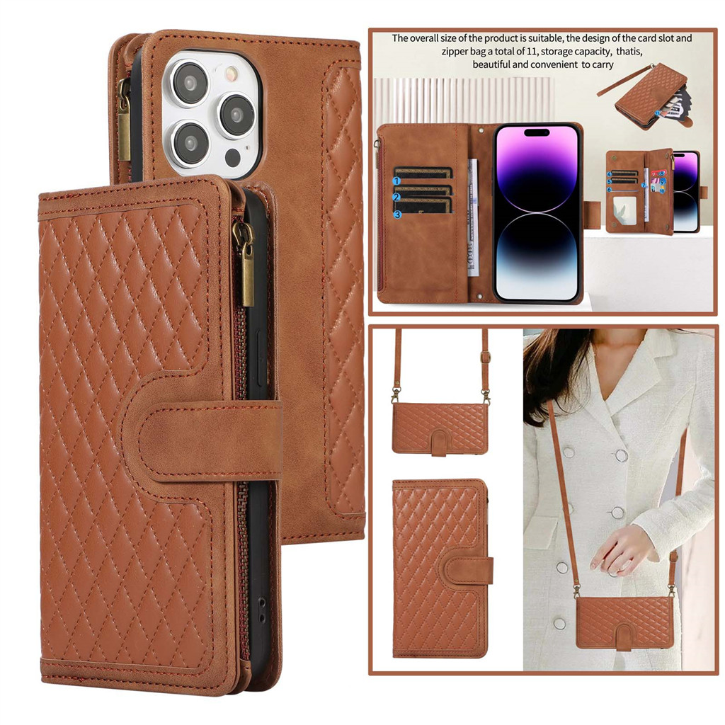 Capa Flip Com Zíper Para Samsung Galaxy A08 A07 A06 A18 A17 A16 A15 A14 A27 A57 A37 A56 A36 A26 A54 A55 Porta-Cartões Fe