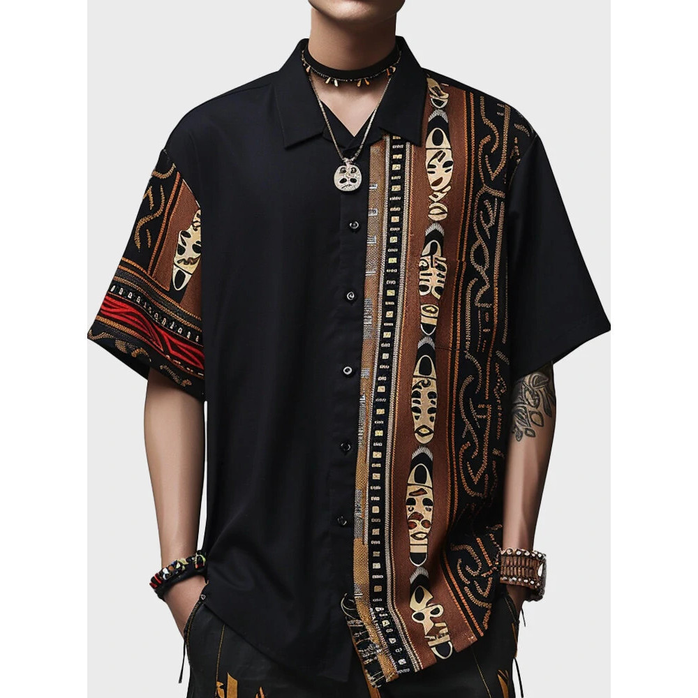Camisa Casual estampada de manga curta estilo havaiano 34