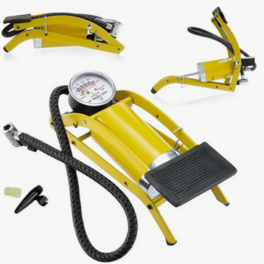 Bomba De Ar Encher Pneu Com Pedal Para Bike Bicicletas Moto Bola Infláveis Com Manômetro