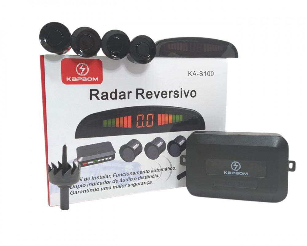 Sensor De Ré Estacionamento 4 Sensores Display Led  Kapbom KA-S100