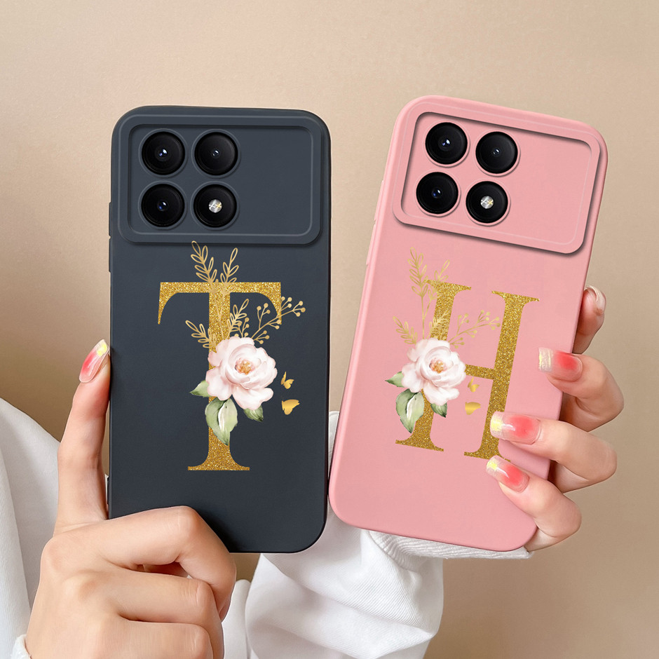 Capa De Telefone Para Xiaomi Poco X6 Pro 5G A Z Fashion Art Flower Letters Silicone Líquido Soft Shell PocoX6 Advanced S em Oferta na Shopee