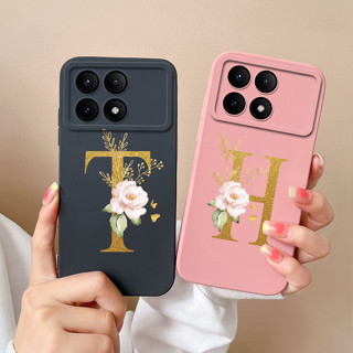 Capa De Telefone Para Xiaomi Poco X6 Pro 5G A Z Fashion Art Flower Letters Silicone Líquido Soft Shell PocoX6 Advanced S em Oferta na Shopee
